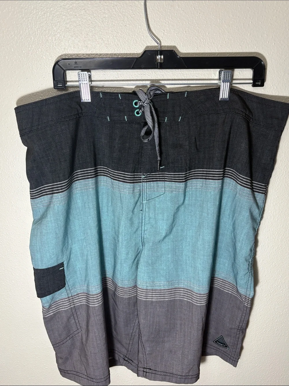 Trinity Black Teal Gray Colorblocked Men's Board Shorts